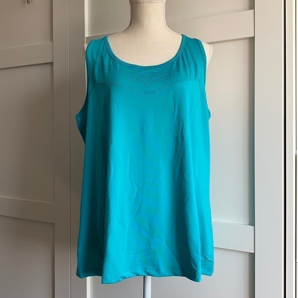NOLA - 2X, NWT Teal / Turquoise Workout Tank Top w/ Built-In Bra